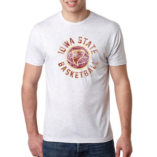 Iowa State University Cyclones Basketball Distress Next Level Short Sleeve T Shirt - Heather White