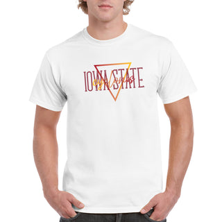 Iowa State University Cyclones Gradient Triangle Basic Cotton Short Sleeve T Shirt - White