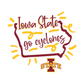 Iowa State University Cyclones Playful Sketch Basic Cotton Short Sleeve T Shirt - White