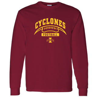 Iowa State University Cyclones Football Crescent Long Sleeve T Shirt - Cardinal