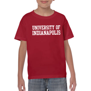 University of Indianapolis Greyhounds Basic Block Cotton Youth T-Shirt - Cardinal