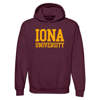 Iona University Gaels Basic Block Heavy Blend Hoodie - Maroon