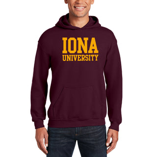 Iona University Gaels Basic Block Heavy Blend Hoodie - Maroon