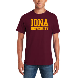 Iona University Gaels Basic Block Cotton Short Sleeve T Shirt - Maroon