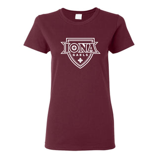 Iona University Gaels Primary Logo Basic Cotton Women's Short Sleeve T Shirt - Maroon