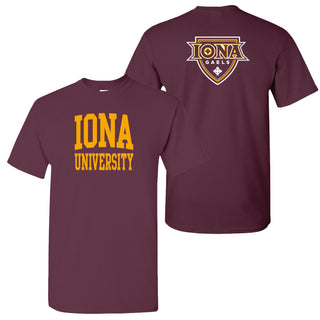 Iona University Gaels Front and Back Print Cotton Short Sleeve T Shirt - Maroon