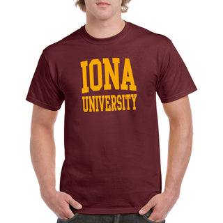 Iona University Gaels Front and Back Print Cotton Short Sleeve T Shirt - Maroon