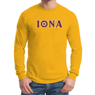 Iona University Gaels Secondary Logo Basic Cotton Long Sleeve T Shirt - Gold