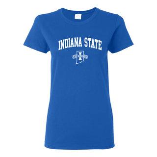 Indiana State University Sycamores Arch Logo Women's T Shirt - Royal