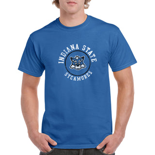 Indiana State University Sycamores Distressed Circle Logo Short Sleeve T Shirt - Royal