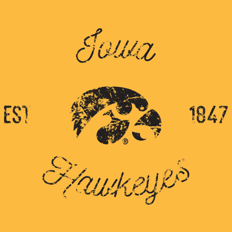 Vintage Script Iowa Hawkeyes Next Level Premium Cotton Short Sleeve T Shirt - Gold