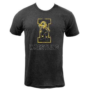 University of Iowa Hawkeyes Wrestling Herky Short Sleeve T Shirt - Vintage Black