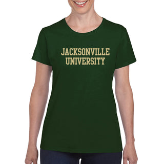 Jacksonville University Dolphins Basic Block Cotton Womens T-Shirt - Forest