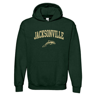 Jacksonville University Dolphins Arch Logo Cotton Hoodie - Forest