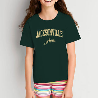 Jacksonville University Dolphins Arch Logo Cotton Youth T-Shirt - Forest