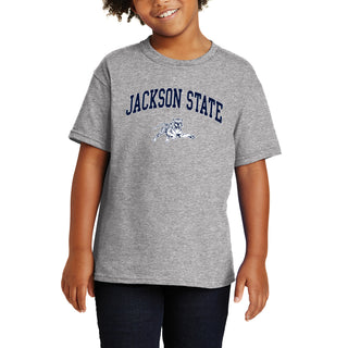 Jackson State Tigers Arch Logo Youth T Shirt - Sport Grey