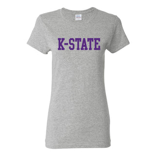 Kansas State University Wildcats Basic Block Cotton Women's T-Shirt - Sport Grey