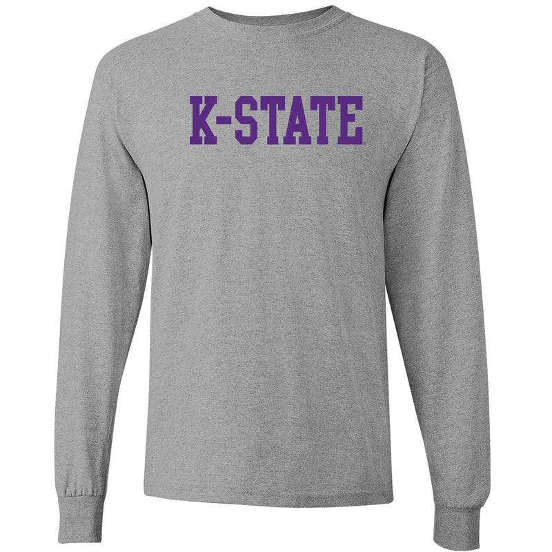 Kansas State University Wildcats Basic Block Cotton Long Sleeve T-Shirt - Sport Grey