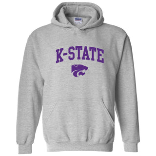 Kansas State University Wildcats Arch Logo Cotton Hoodie - Sport Grey