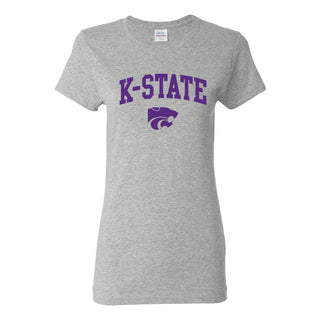 Kansas State University Wildcats Arch Logo Cotton Women's T-Shirt - Sport Grey