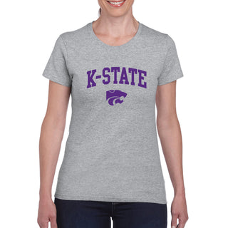 Kansas State University Wildcats Arch Logo Cotton Women's T-Shirt - Sport Grey