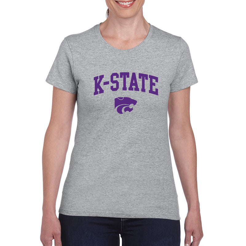 Kansas State University Wildcats Arch Logo Cotton Womens T-Shirt - Sport Grey