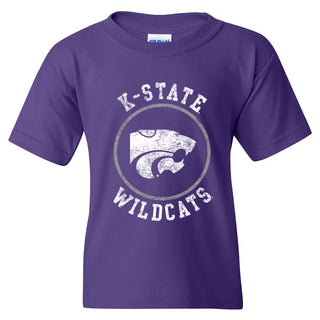 Kansas State University Wildcats Distressed Circle Logo Cotton Youth T-Shirt - Purple