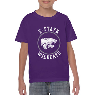 Kansas State University Wildcats Distressed Circle Logo Cotton Youth T-Shirt - Purple