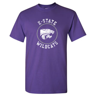 Kansas State University Wildcats Distressed Circle Logo Cotton T-Shirt - Purple