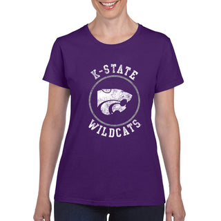 Kansas State University Wildcats Distressed Circle Logo Cotton Women's T-Shirt - Purple