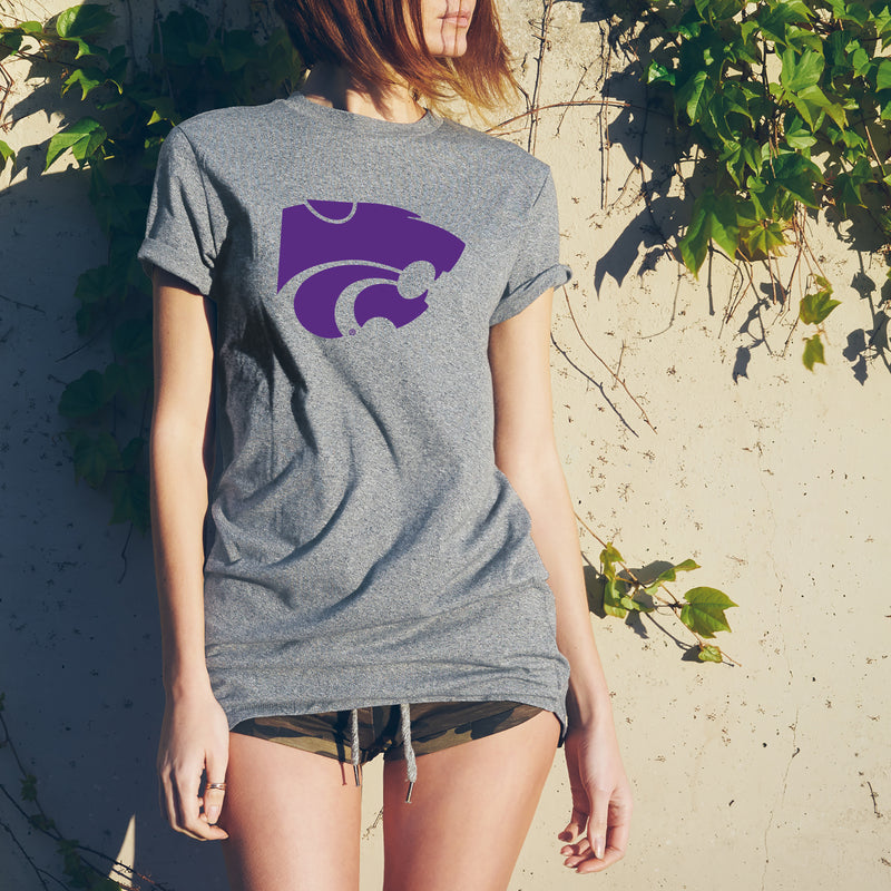 Kansas State University Wildcats Primary Logo Cotton T-Shirt - Sport Grey