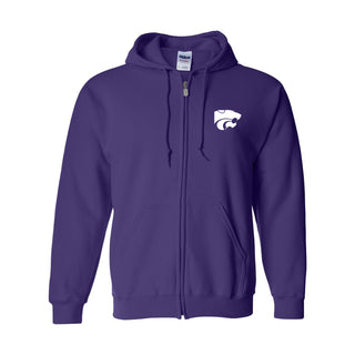 Kansas State University Wildcats Primary Logo Left Chest Embroidered Full Zip Hoodie - Purple