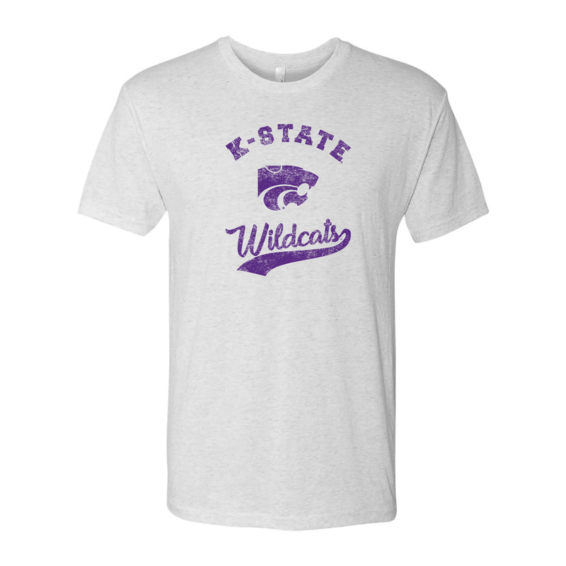Kansas State University Wildcats Retro Script Triblend T-Shirt - Heather White