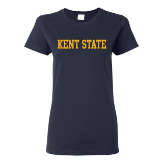 Kent State University Golden Flashes Basic Block Womens Short Sleeve T Shirt - Navy