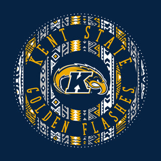 Kent State University Golden Flashes Aztec Pattern Heavy Cotton Long Sleeve T Shirt - Navy