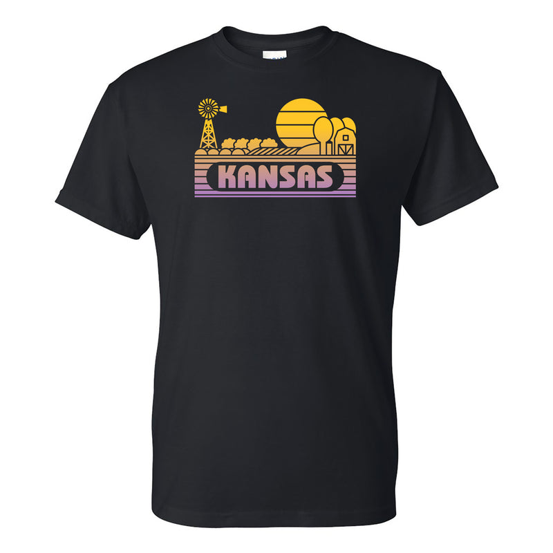 Kansas Groovy Sunset T-Shirt - Black