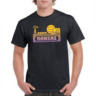 Kansas Groovy Sunset T-Shirt - Black