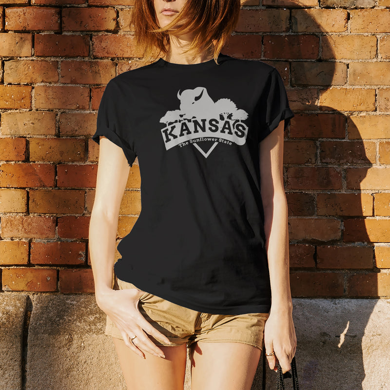 Kansas Buffalo Arch T-Shirt - Black
