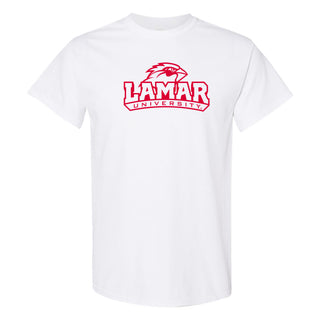 Lamar University Cardinals Arch Logo Short Sleeve T Shirt - White