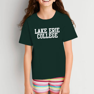 Lake Erie College Storm Basic Block Youth Short Sleeve T Shirt - Forest