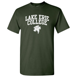 Lake Erie College Storm Arch Logo Short Sleeve T Shirt - Forest