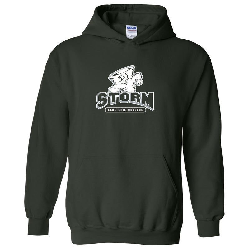 Lake Erie College Storm Primary Logo Heavy Blend Hoodie - Forest