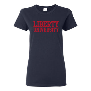 Liberty University Flames Basic Block Women's T Shirt - Navy