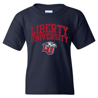 Liberty University Flames Arch Logo Youth T Shirt - Navy