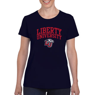 Liberty University Flames Arch Logo Women's T Shirt - Navy