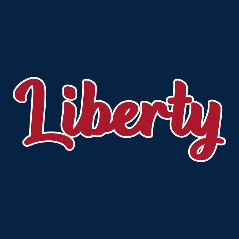 Liberty University Flames Basic Script Cotton Long Sleeve T Shirt - Navy