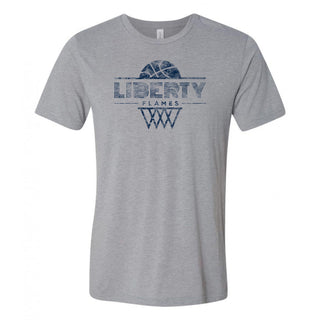 Liberty Flames Oblique Basketball Hoop Canvas Triblend T-Shirt - Athletic Grey