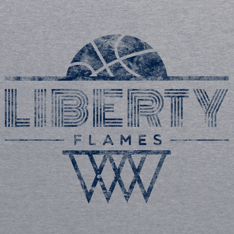 Liberty Flames Oblique Basketball Hoop Canvas Triblend T-Shirt - Athletic Grey