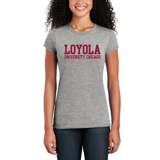 Loyola Chicago Ramblers Basic Block Women's T Shirt - Sport Grey