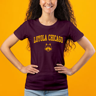 Loyola Chicago Ramblers Arch Logo Women's T Shirt - Maroon